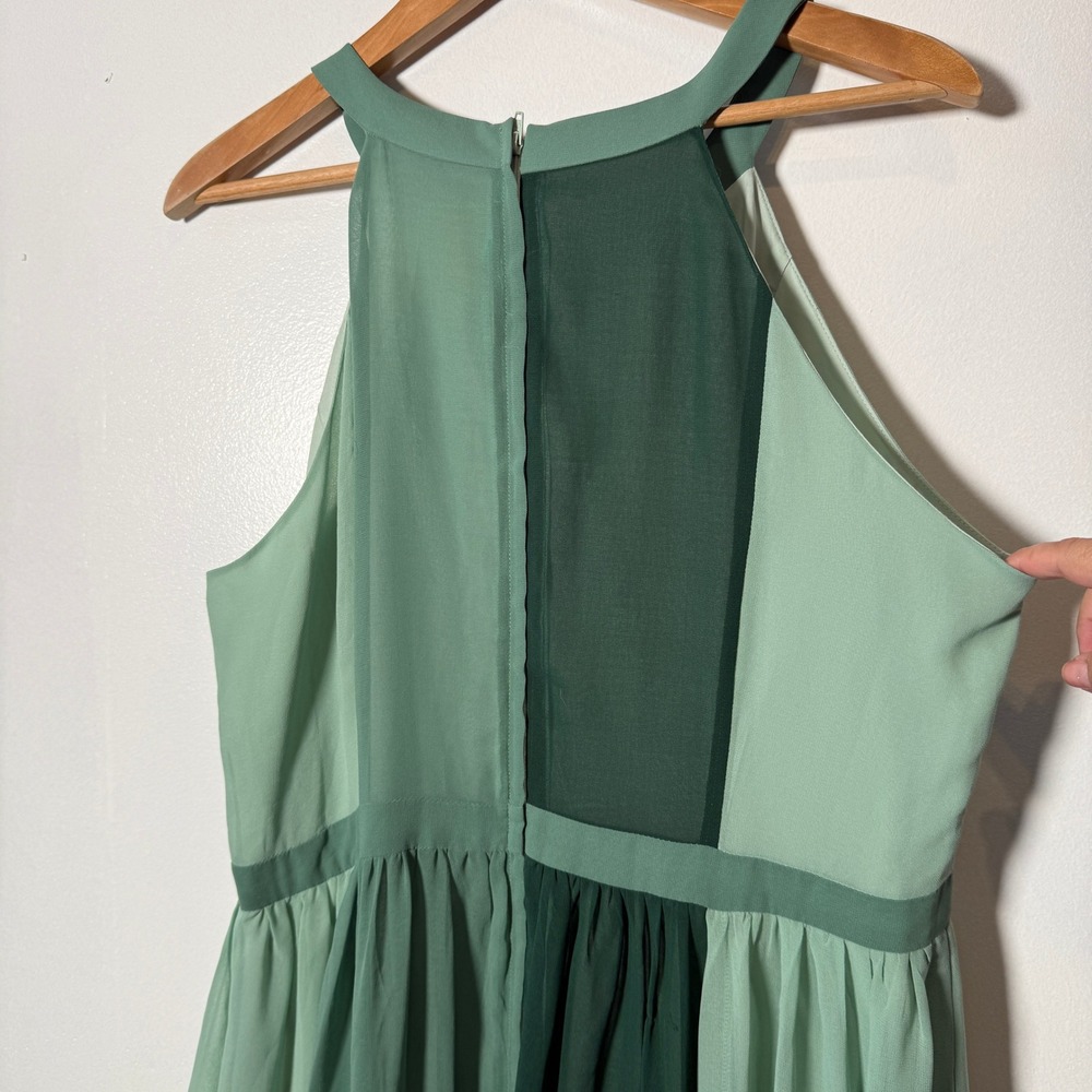 ModCloth Green Colorblock High Low Halter Neck Sleeveless Dress XL - Picture 3 of 4